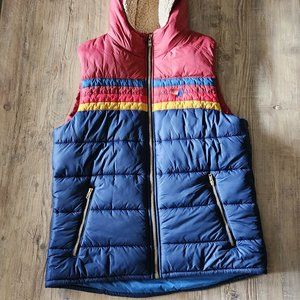 Aviator Nation Hoodie Puffer Vest with Sherpa Fleece XL
